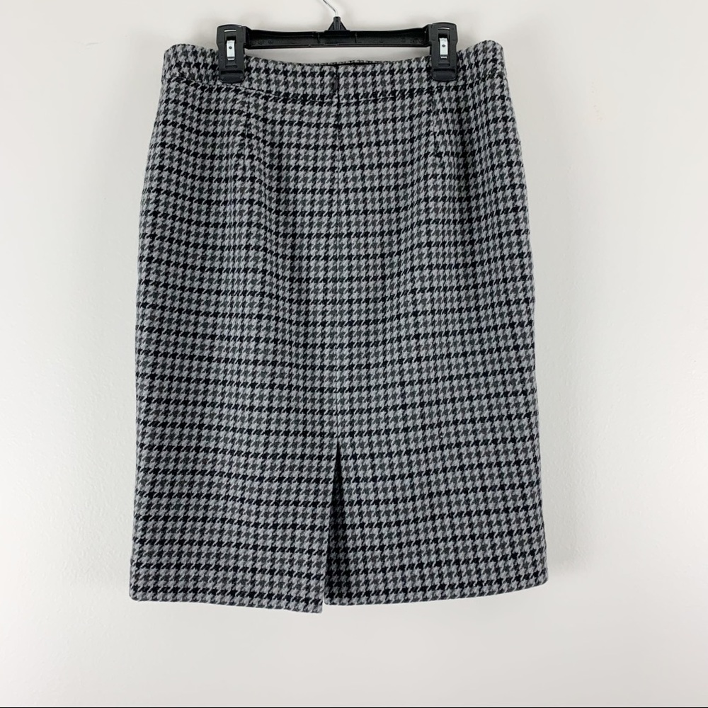 J. Crew Factory Pencil Skirt Wool Blend Houndstooth Gray Black Check Women’s 2 - Picture 4 of 11